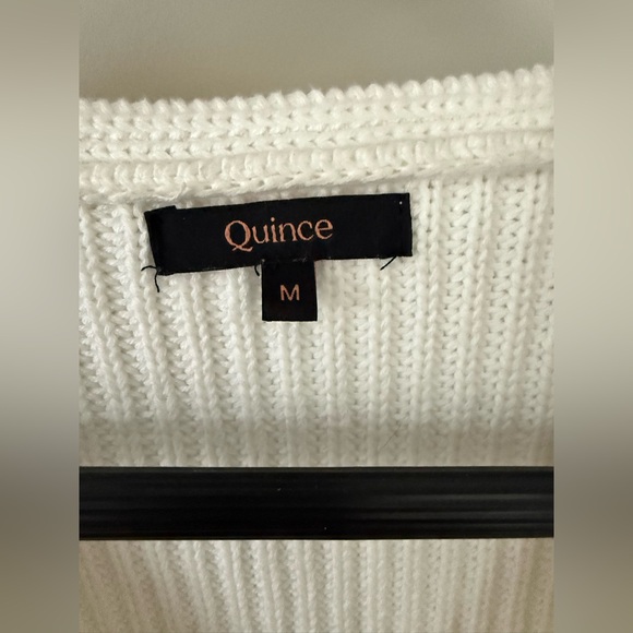 QUINCE Cotton V neck fisherman sweater - Picture 5 of 6